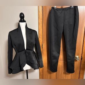 Fashion Nova Black Peplum Suit Two-Piece Set L